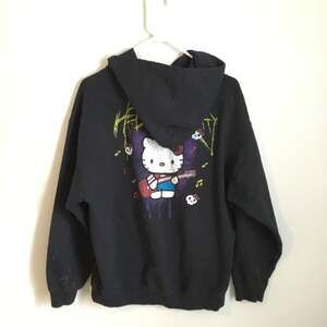 Hello Kitty Rocker Guitar Skull Graphic Black Hoodie